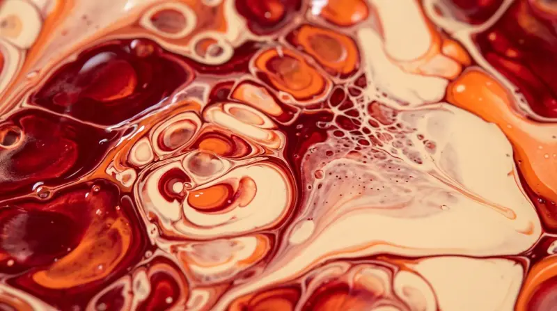 Ilustración abstracta de pintura fluida en tonos rojo, naranja y crema para la noticia: Drupal parchea un fallo crítico en Field UI explotable sin autenticación